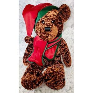 Teddy Bear Dark Brown Christmas 18" Santa‎ Vintage Plush Unbranded
